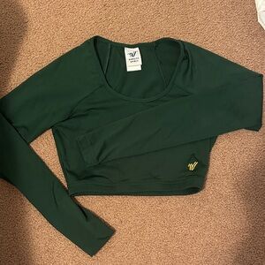 Varsity Dark Green Long Sleeve Crop Top